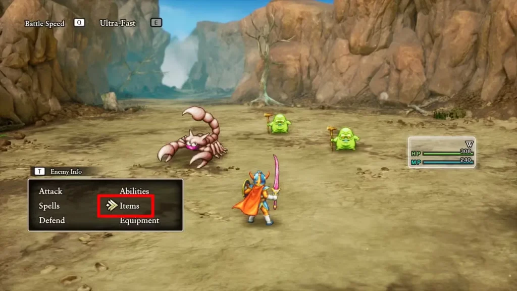 Dragon Quest 1 HD-2D Remake Using Items