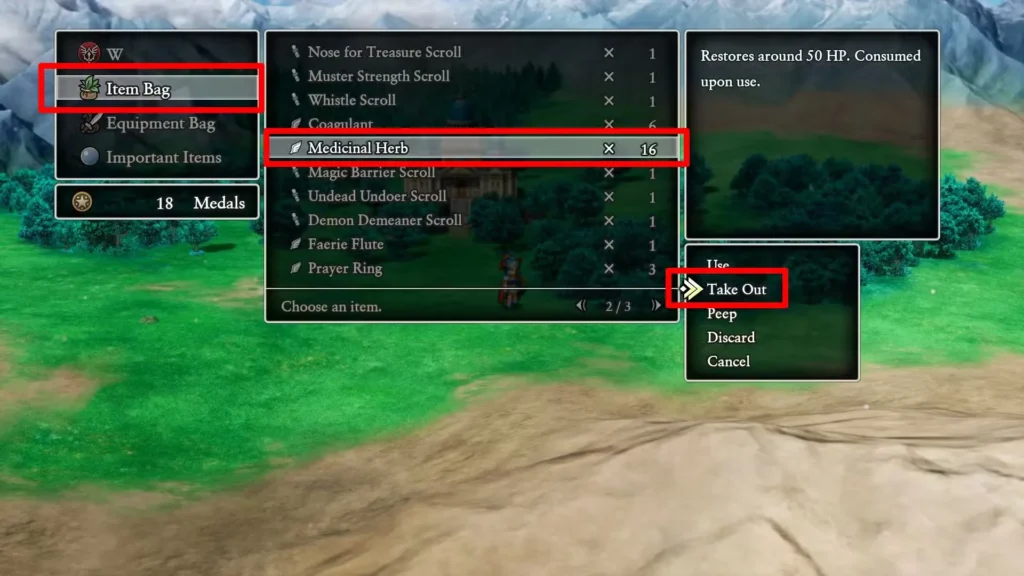 Dragon Quest 1 HD-2D Remake Take Item Out