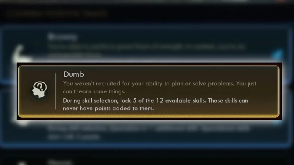 Dumb Negative Traits in the outer worlds 2