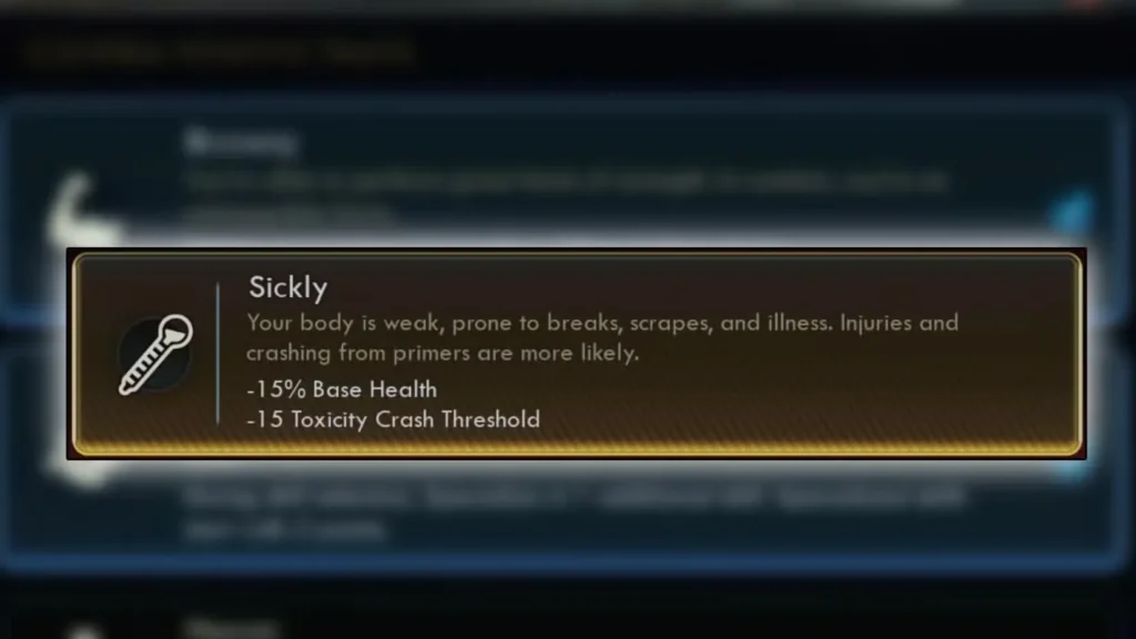 Sickly Negative Traits in The Outer Worlds 2