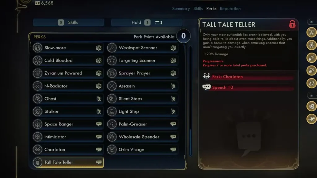 All Perks and list in outer worlds 2