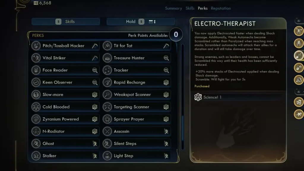 Science Perks: Gadgets & Elemental Damage