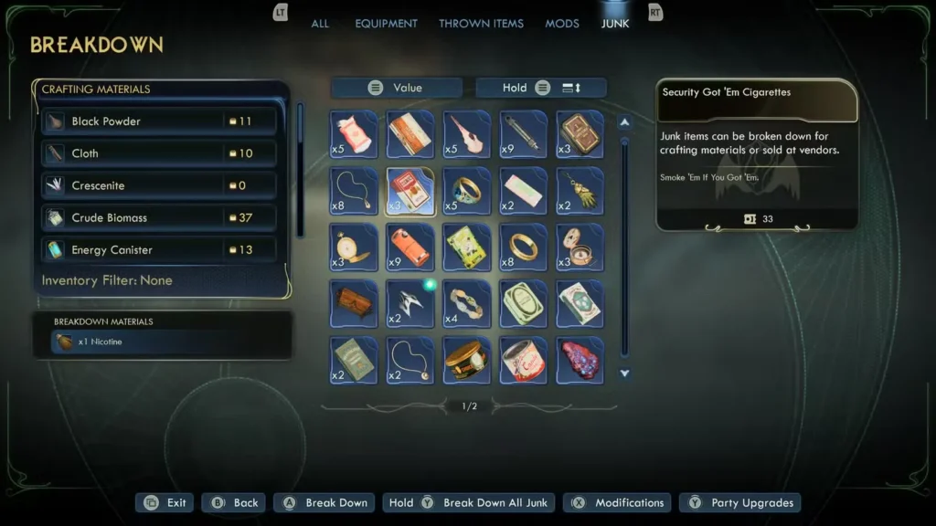 The Outer Worlds 2 Break Down or Sell Junk Items