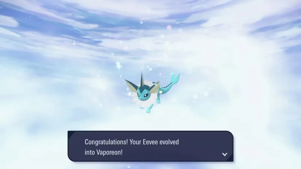 Eluciones de Eeve de Vaporeon (tipo Agua) en Pokémon Legends ZA
