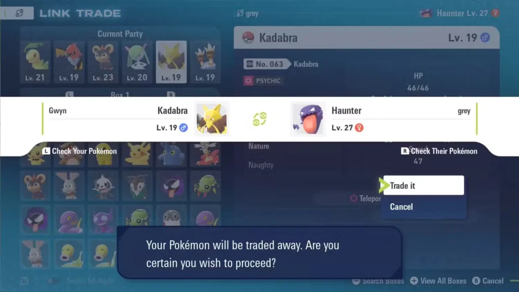 Lien d'échange Abra Evolve Kadabra