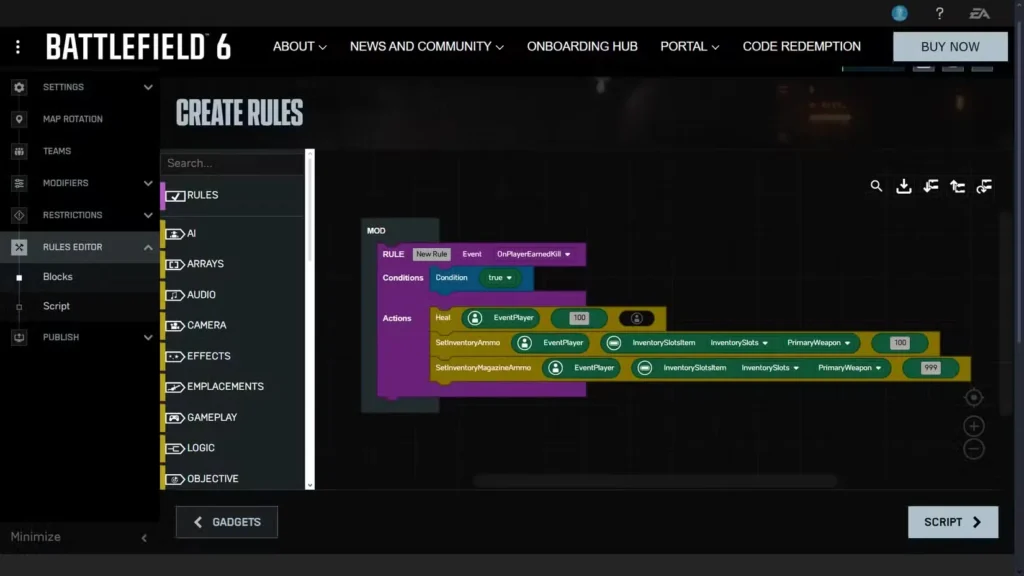Rule Editor in Battlefield 6