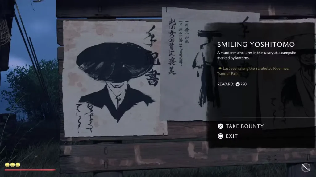 Selecting a Bounty in Ghost of Yotei