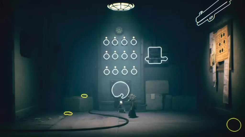 Usa la llave inglesa para activar el botón Solución del rompecabezas en Little Nightmares 3