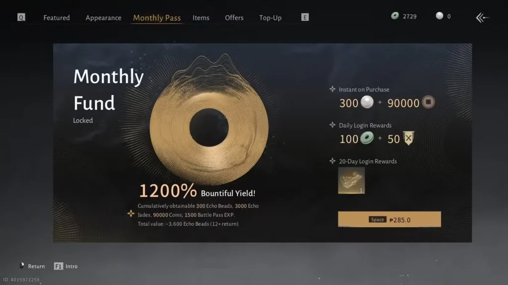 Premium Currency and Monthly Fund in Where Winds Meet