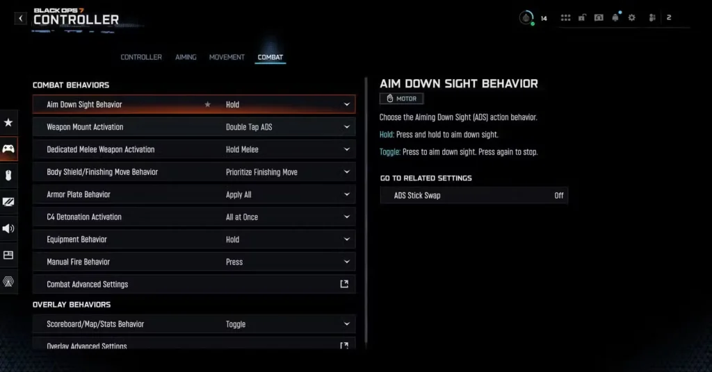 Best Combat Settings in Call of Duty Black OPS 7