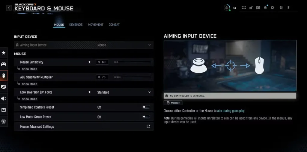 best mouse settings in black ops 7