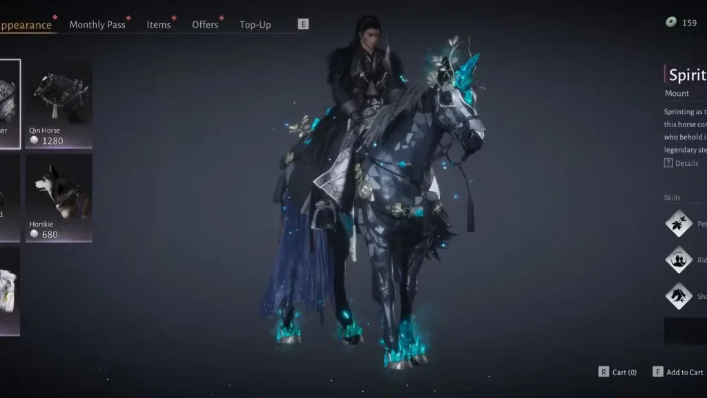 buying a horse from the shop in where winds meet