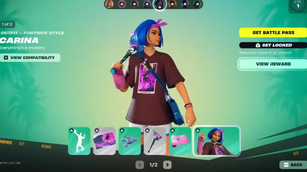 Carina Page 1 in Fortnite Chapter 7 Season 1 Battle Pass