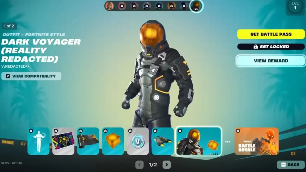 Dark Voyager Page 1 in Fortnite Chapter 7 Season 1 Battle Pass