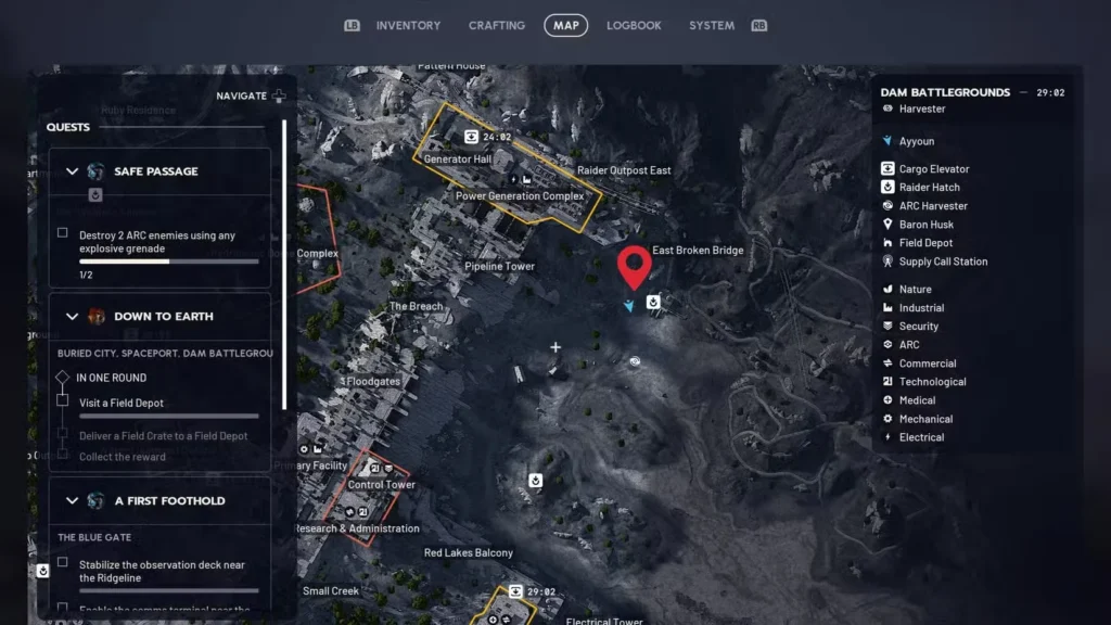 Harvester Location on Dam Battlegrounds