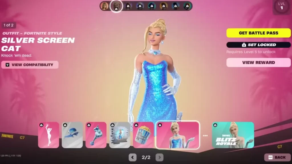 Silver Screen Cat Holloway Page 2 in Fortnite Chapter 7 Season 1 Battle Pass