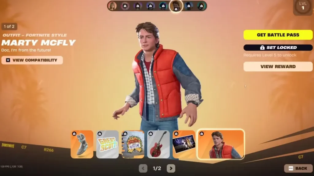 Marty McFly Page 1 in Fortnite Chapter 7 Season 1 Battle Pass
