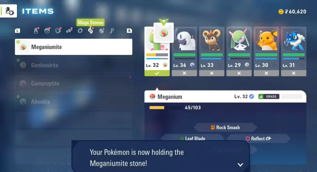 pokemon legends za mega evolutions meganiumite