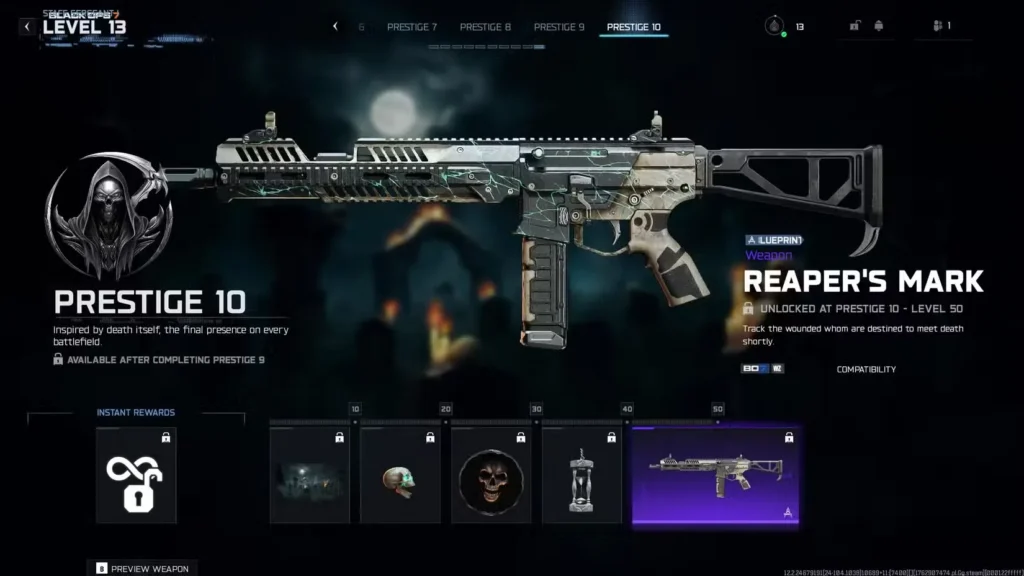 Prestige 10 Rewards: Death Itself Theme