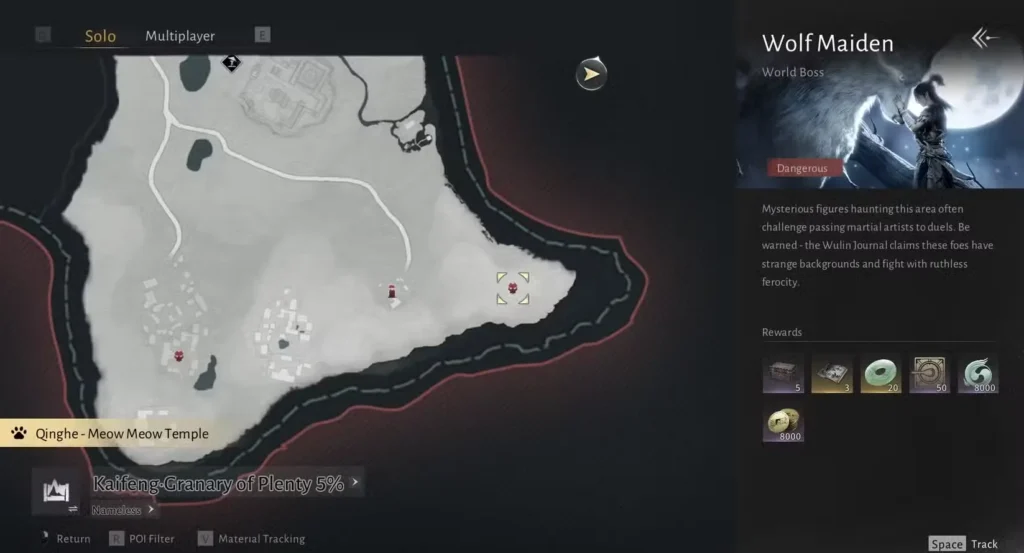 wolf maiden location in where winds meet