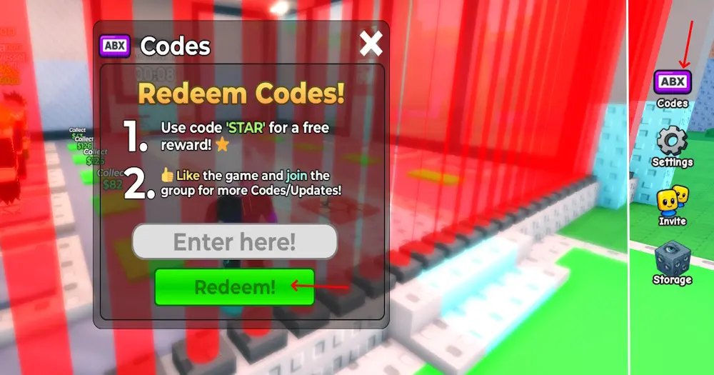 Steal an Anime Codes Redeem Option