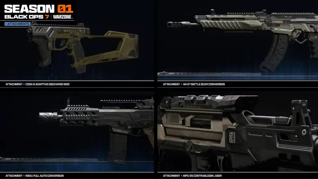 all season 1 attachments in black ops 7