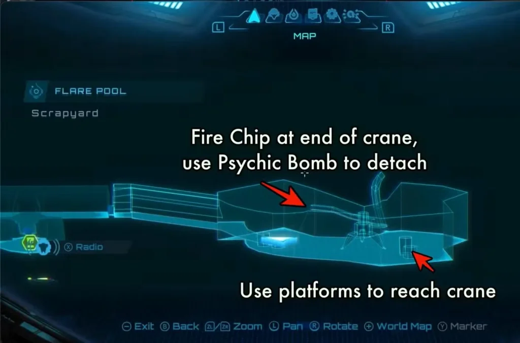 fire chip scrapyard map in metroid prime 4 beyond