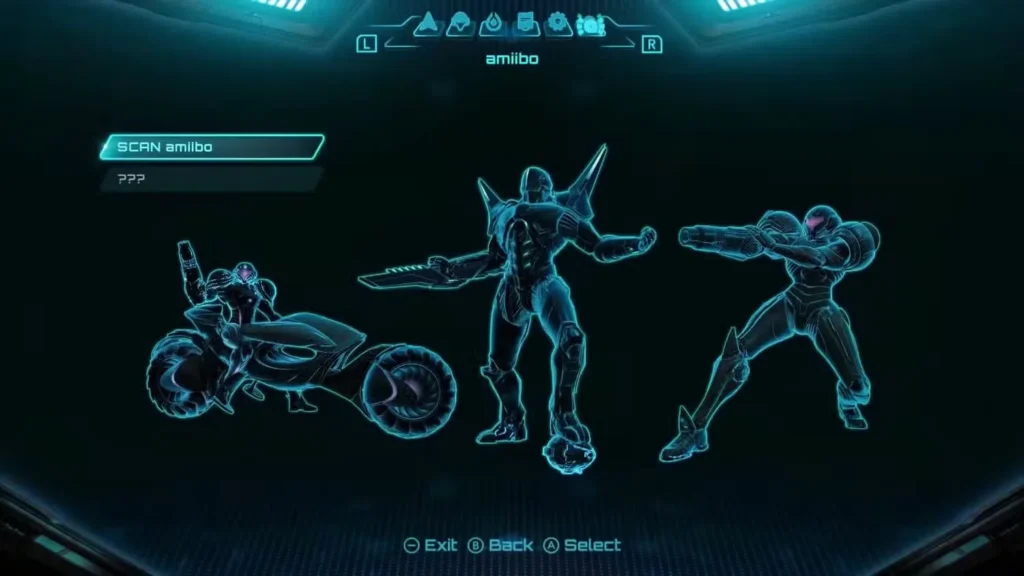 scan amiibo tab screen in metroid prime 4 beyond