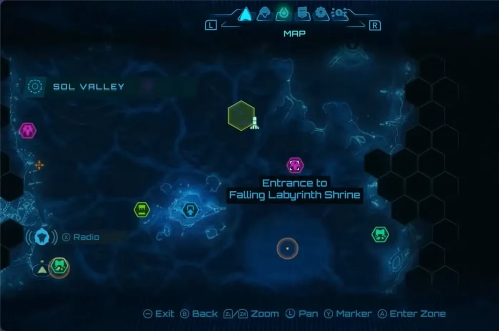 Falling Labyrinth Shrine - Thunder Shot Upgrade Location Map in Metroid Prime 4 Beyond