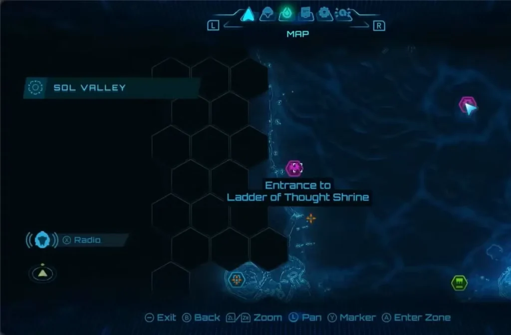 Ladder of Thought Shrine - Fire Shot Upgrade Location Map in Metroid Prime 4 Beyond