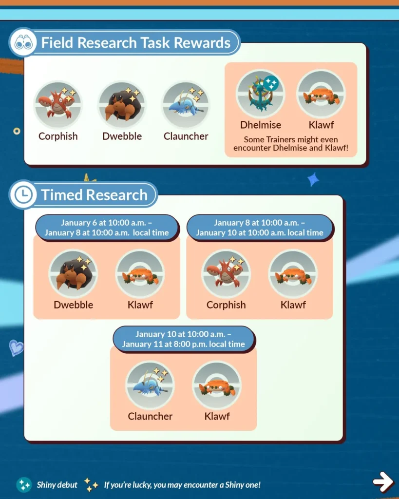 Pokemon GO January 2026 Event: Gen 9 Klawf and Shiny Dhelmise Debut in Pinch Perfect