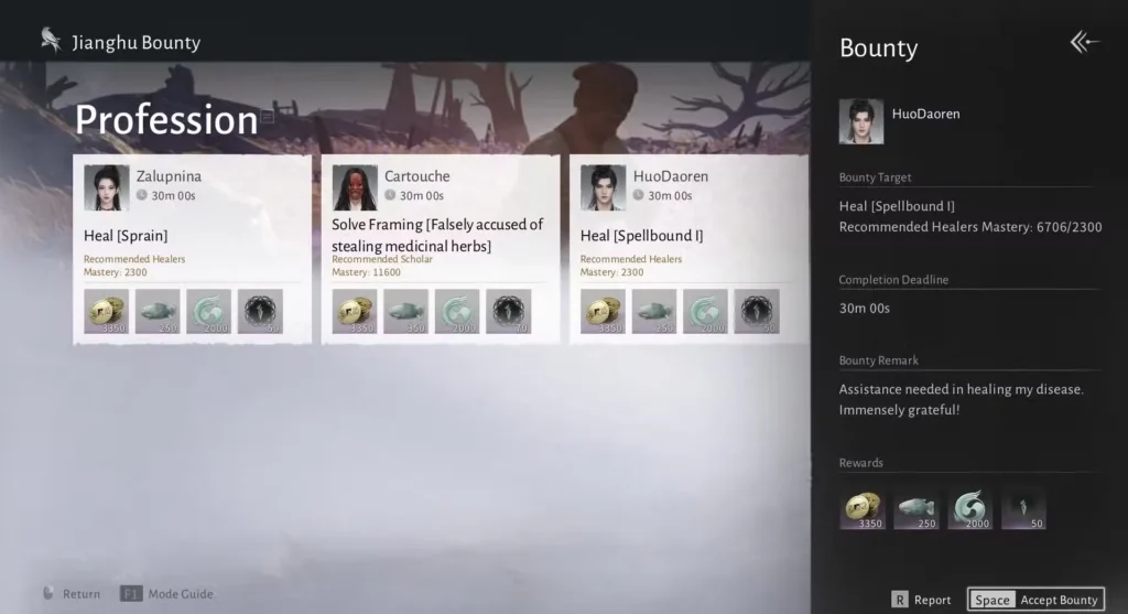 taking bounties in where winds meet