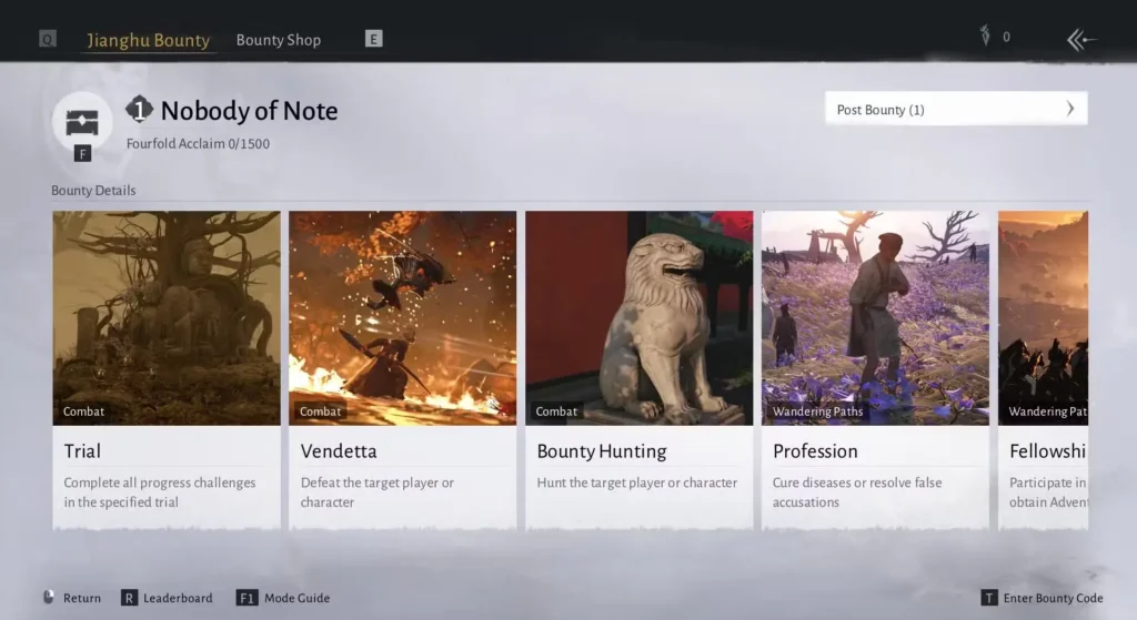 Bounty Board in Where Winds Meet