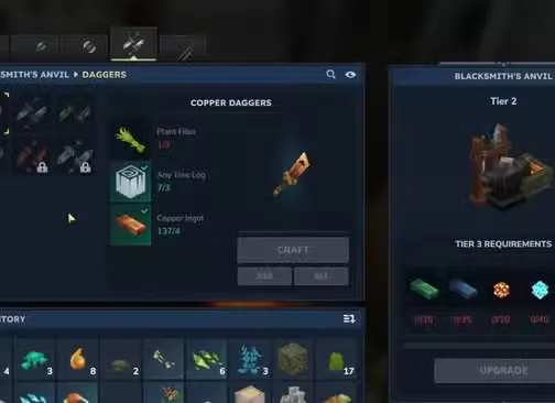 blacksmith's anvil upgrade weapons daggers hytale