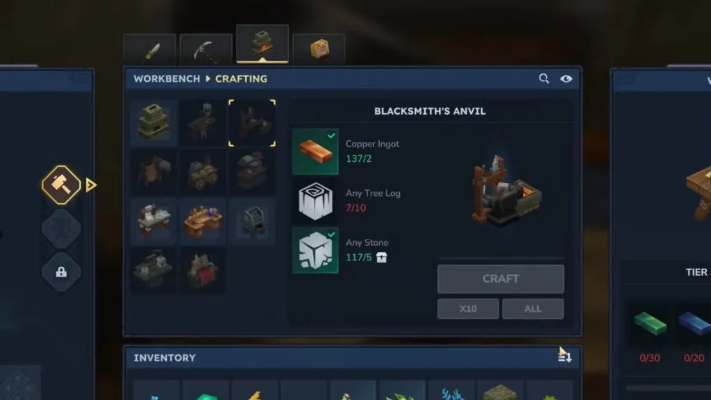 blacksmith's anvil upgrade weapons hytale