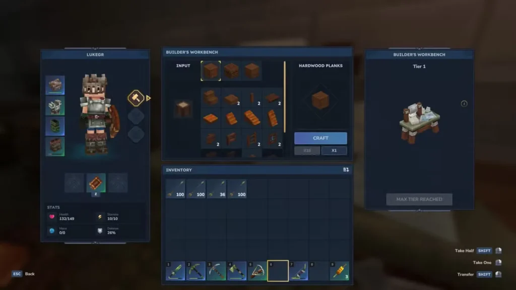 craft hardwood in the builder's workbench