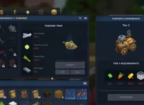 farmer's workbench fishing trap in hytale