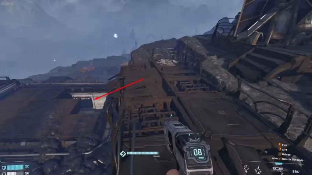 hole in roof of building with synthetic silicon blueprint in starrupture