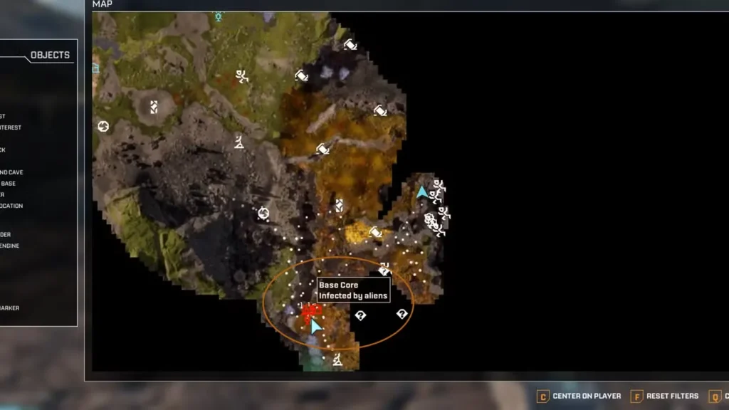 infected base on the map in starrupture