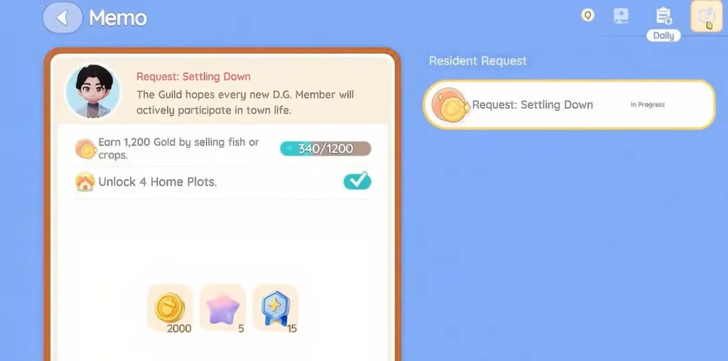 setting down request job heartopia