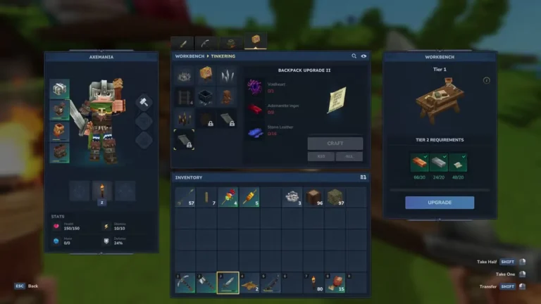 upgrading backpack in hytale
