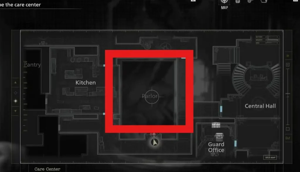 Parlor location in the Care Center resident evil requiem