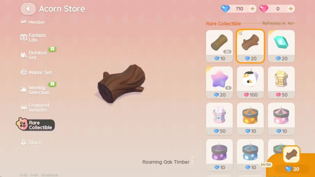 purchase roaming oak timber heartopia