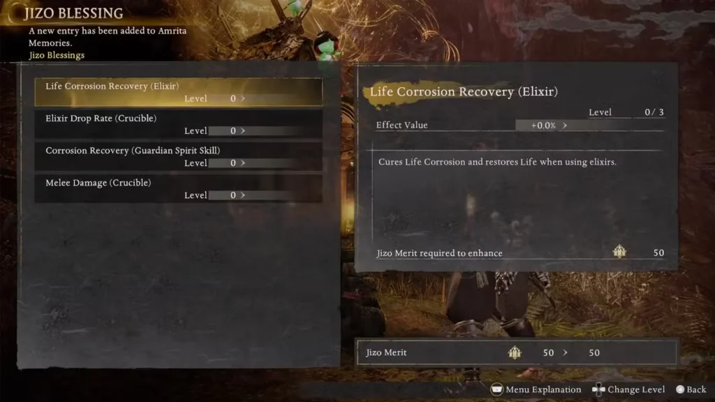use jizo blessing to remove life corrosion in nioh 3