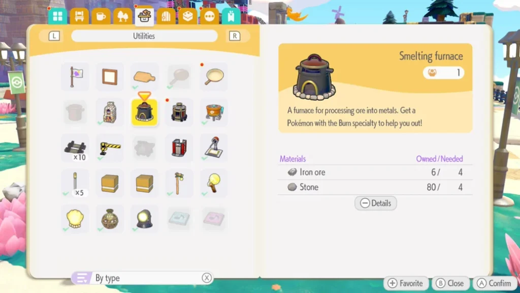 Pokemon Pokopia Smelting Furnace Recipe