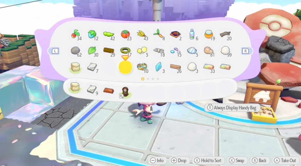 Pokopia Storage handy bag items