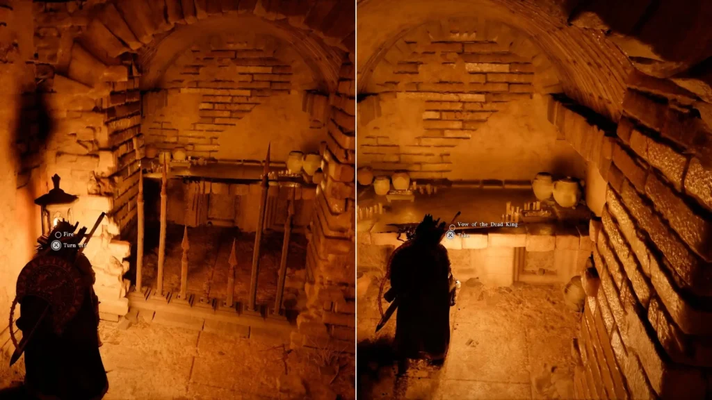Navigating the Dungeon take vow of the dead king weapon in crimson desert