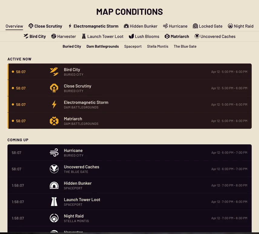 arc raiders map conditions