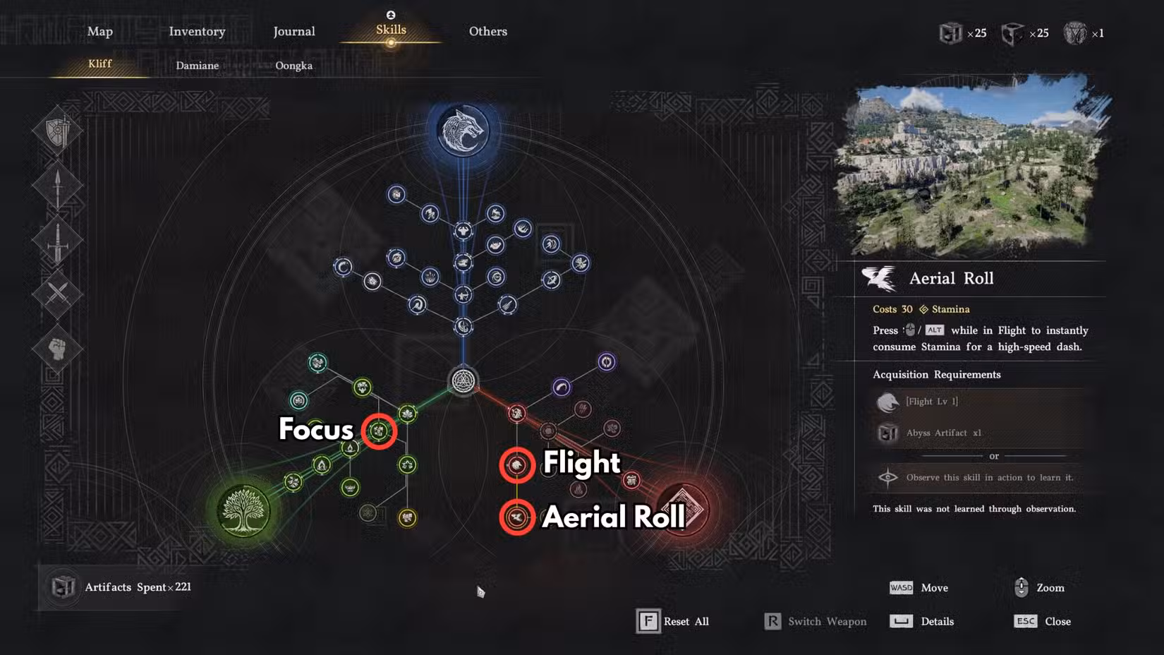 focused aerial roll in crimson desert
