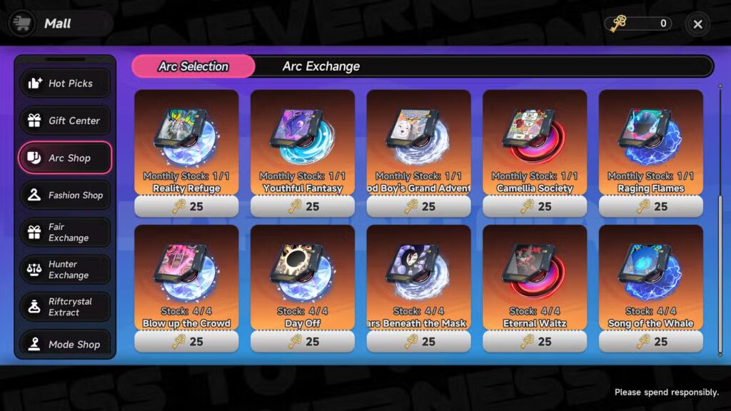 arc selection